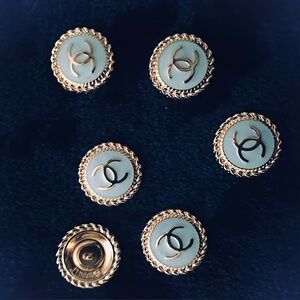 CC-(Set of 6)19mm/Gold CC on”SkyBlue”/Golden alloy/stamped/ shank back buttons